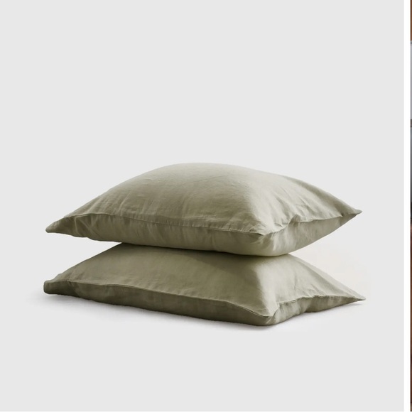 NWT QUINCE European Linen Pillowcase Set Of 2 King Willowleaf - Picture 1 of 6